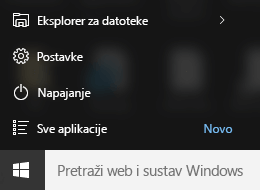 Aplikacija postavke izbornika Start u sustavu Windows 10