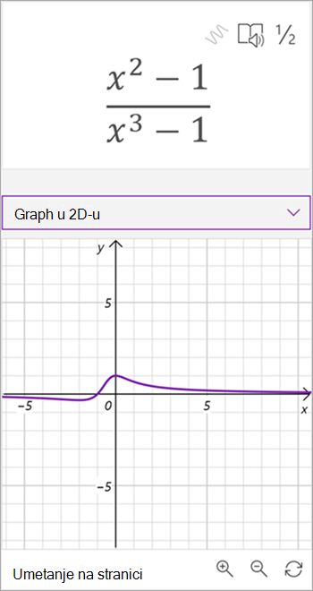 screenshot of math assistant generated graph for the equation x squared - 1 over x to the third minus 1