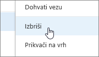 Brisanje stavke izbornika na izborniku trotoka