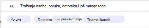 Snimka zaslona koja prikazuje filtre pretraživanja povezane s određenom osobom.