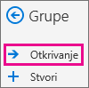 Gumb Otkrij u navigacijskom oknu u programu Outlook na webu