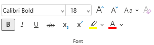 Mogućnosti na izborniku Font na vrpci u programu PowerPoint za web.