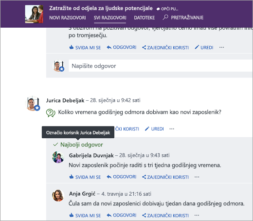 Koristenje Pitanja I Odgovora U Grupi Servisa Yammer