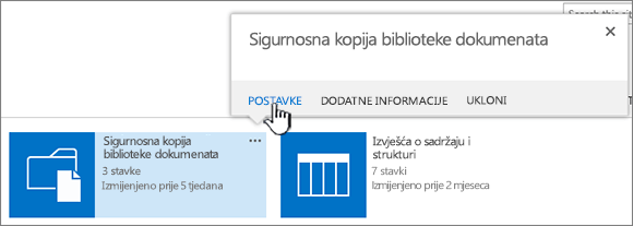 Postavke gumb u dijaloškom okviru