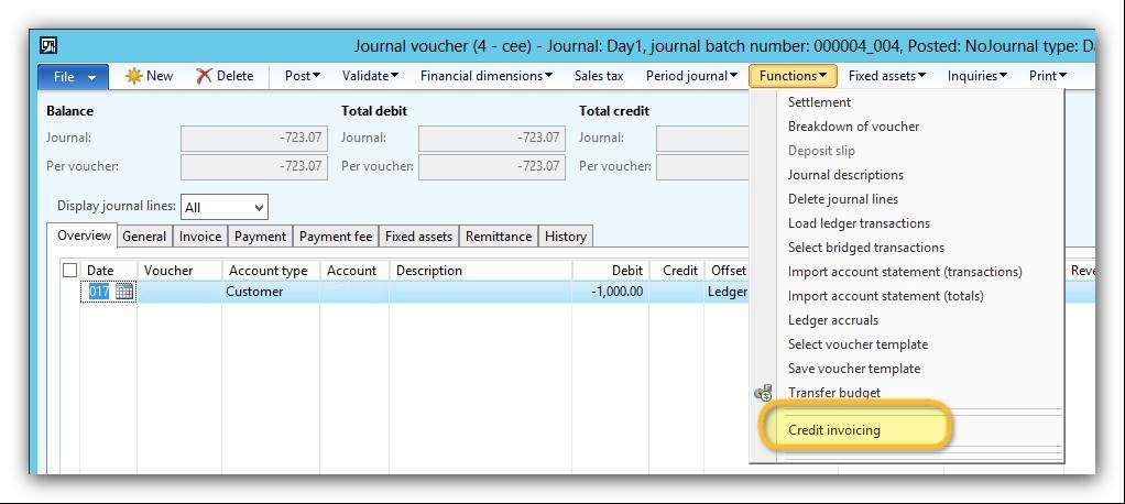 This image shows you how to differ TD01 and TD05 document types by using the Credit invoicing functionality.