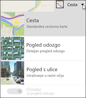 Vrsta karte web-dijela Bing karte