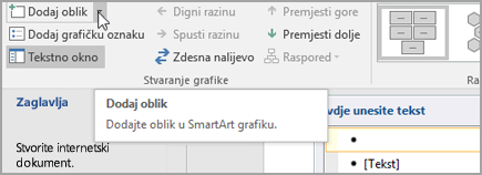 Dodavanje oblika u SmartArt grafiku