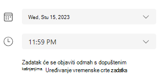 uređivanje vremenske crte zadatka