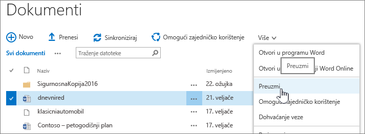 Mogućnost preuzimanja datoteke