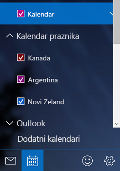 Dodavanje kalendara praznika u sustavu Windows 10