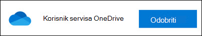 Gumb za autoriziranje korisnika servisa OneDrive.
