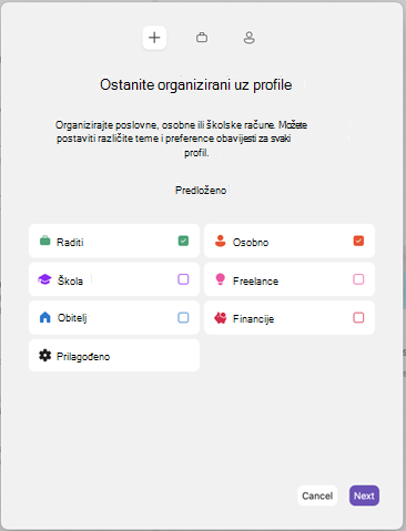 Dodavanje profila u programu Outlook za Mac