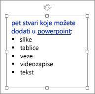 Oblikovanje tekstnih okvira u programu PowerPoint