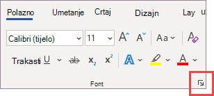 Pokretač dijaloškog okvira Font