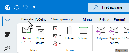 Na vrpci odaberite Datoteka