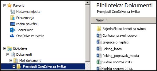 Pripremna datoteka nakon premještanja datoteka iz sinkronizirane mape servisa OneDrive za tvrtke u sustavu SharePoint