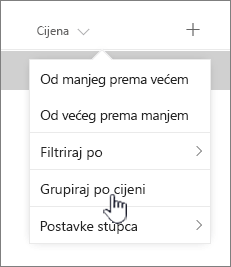 Groupby option on column header menu