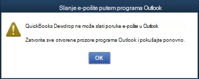 Quickbooks desktop unable to send email in Outlook error
