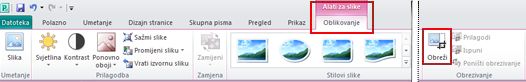 Ribbon Picture Tools Format Tab crop command in Publisher