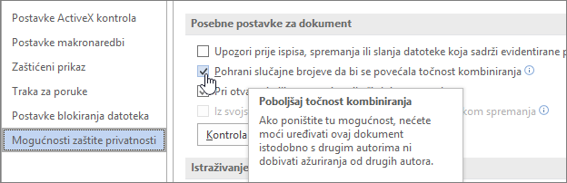 Postavka za pohranu slučajnih brojeva