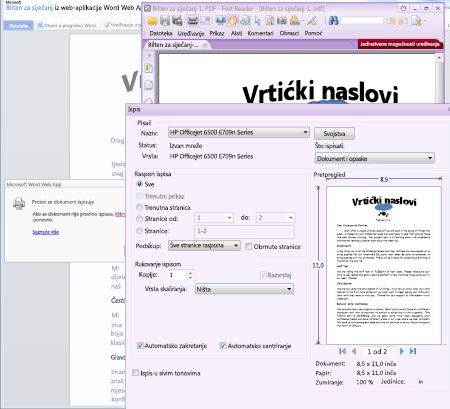 Word Web App printing, in Firefox and Foxit