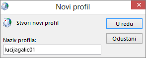 Postavljanje novog profila pošte u programu Outlook za korisnika lucijagalic