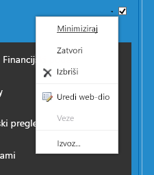 Izbornik web-dijela za odabir uređivanja web-dijela