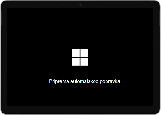 Crni zaslon s logotipom sustava Windows i tekstom "Priprema automatskog popravka".