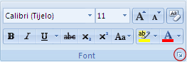 Pokretač dijaloškog okvira Font