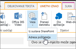 Umetanje veze pomoću web-adrese