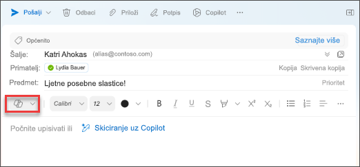 Mogućnost izbornika „Skiciranje uz Copilot” u programu Outlook za Mac.