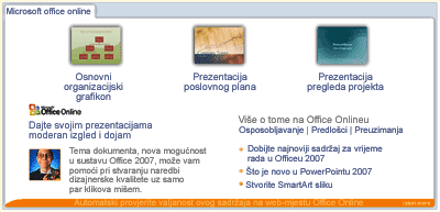 Značajka U središtu aplikacije Office 2007