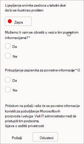 Screenshot showing option to allow contact and send logs when submitting feedback