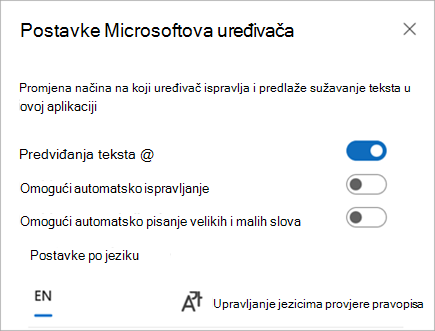 Omogućite ili onemogućite postavke uređivača.