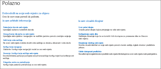 Nova Početna stranica iz zbirke web-mjesta