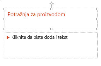 Prikaz dodavanja teksta u tekstno polje u programu PowerPoint