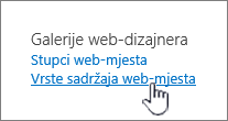 Odabir vrsta sadržaja web-mjesta