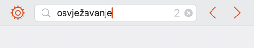 Prikazuje upit u okvir za pretraživanje u programu PowerPoint za iPhone.