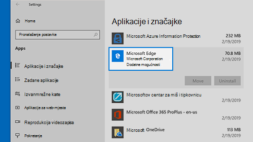 Dodatne mogućnosti preglednika Microsoft Edge za ponovno postavljanje