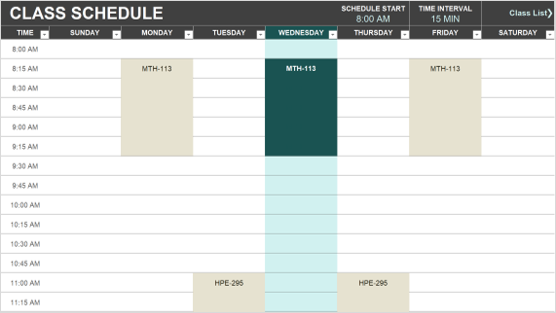 Slika predloška rasporeda razreda