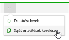 A SharePoint Online Riasztások kezelése gombja ki van emelve