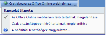 Csatlakozás az Office Online webhelyhez a súgóalkalmazásból