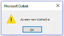 Microsoft Outlook hibaüzenet, Ezúttal nem lehet elküldeni.