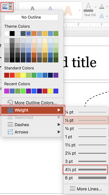 Mac shape outline weight menu
