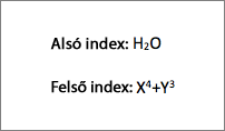 Példa alsó indexre és felső indexre