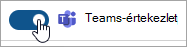 Képernyőkép a Teams-értekezlet beállításának kapcsolóról