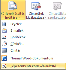 In Word, on the Mailings tab, choose Start Mail Merge, and then choose Step by Step Mail Merge Wizard