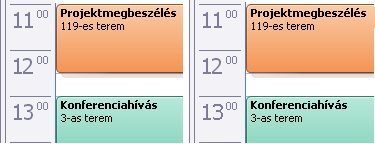 24 és 12 órás beállításokat megjelenítő naptárnézet