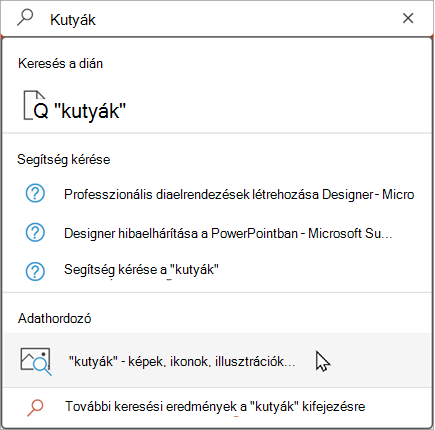 A javasolt találatok megtekintéséhez írja be a kifejezést a keresősávba
