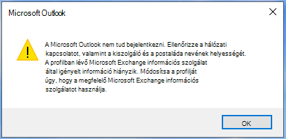 A Microsoft Outlook nem tud bejelentkezni.
